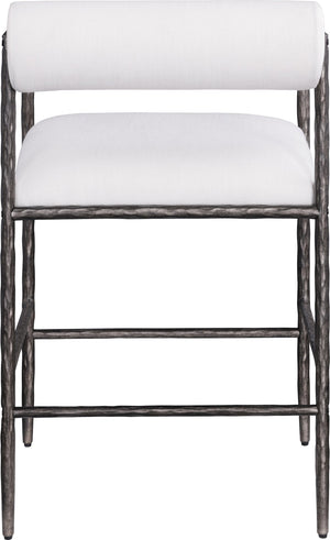 Meridian Furniture Axis Upholstered Counter Stool with Iron Frame and Footrest for Kitchen Islands and Bars Cream Set A 88098Cream-C
