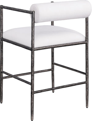 Meridian Furniture Axis Upholstered Counter Stool with Iron Frame and Footrest for Kitchen Islands and Bars Cream Set A 88098Cream-C