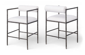 Meridian Furniture Axis Upholstered Counter Stool with Iron Frame and Footrest for Kitchen Islands and Bars Cream Set A 88098Cream-C