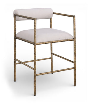Meridian Furniture Axis Upholstered Counter Stool with Iron Frame and Footrest for Kitchen Islands and Bars Beige Set B 88099Beige-C