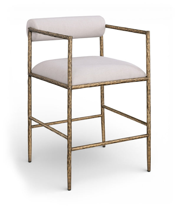 Meridian Furniture Axis Upholstered Counter Stool with Iron Frame and Footrest for Kitchen Islands and Bars Beige Set B 88099Beige-C
