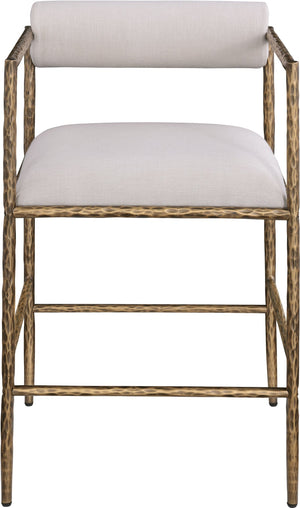Meridian Furniture Axis Upholstered Counter Stool with Iron Frame and Footrest for Kitchen Islands and Bars Beige Set B 88099Beige-C