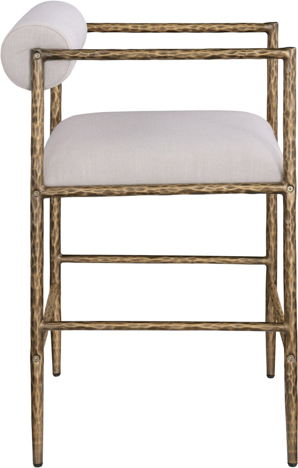 Meridian Furniture Axis Upholstered Counter Stool with Iron Frame and Footrest for Kitchen Islands and Bars Beige Set B 88099Beige-C