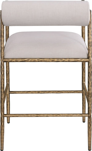 Meridian Furniture Axis Upholstered Counter Stool with Iron Frame and Footrest for Kitchen Islands and Bars Beige Set B 88099Beige-C