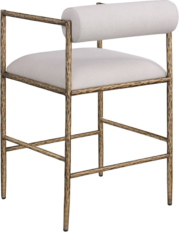 Meridian Furniture Axis Upholstered Counter Stool with Iron Frame and Footrest for Kitchen Islands and Bars Beige Set B 88099Beige-C