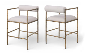 Meridian Furniture Axis Upholstered Counter Stool with Iron Frame and Footrest for Kitchen Islands and Bars Beige Set B 88099Beige-C