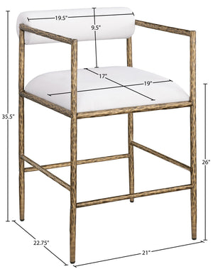 Meridian Furniture Axis Upholstered Counter Stool with Iron Frame and Footrest for Kitchen Islands and Bars Cream Set B 88099Cream-C