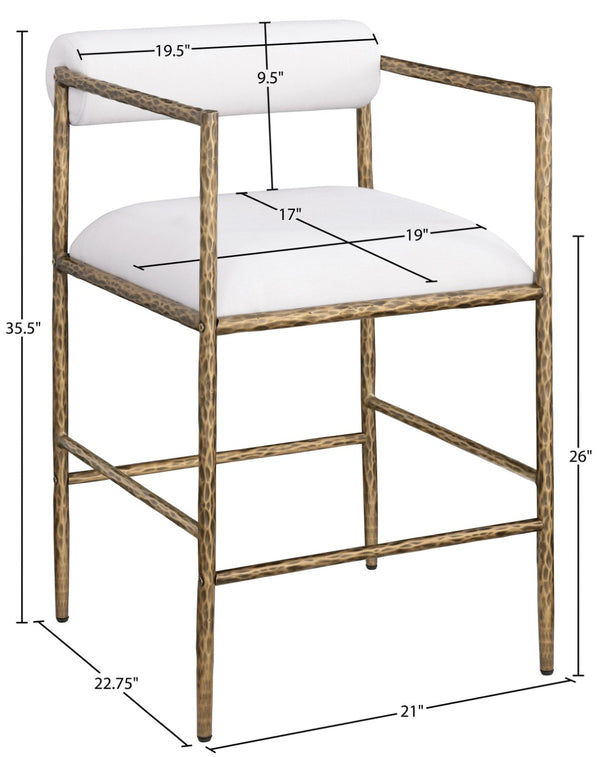 Meridian Furniture Axis Upholstered Counter Stool with Iron Frame and Footrest for Kitchen Islands and Bars Cream Set B 88099Cream-C