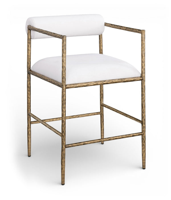Meridian Furniture Axis Upholstered Counter Stool with Iron Frame and Footrest for Kitchen Islands and Bars Cream Set B 88099Cream-C