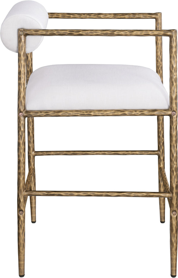 Meridian Furniture Axis Upholstered Counter Stool with Iron Frame and Footrest for Kitchen Islands and Bars Cream Set B 88099Cream-C