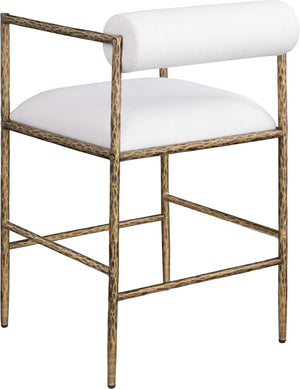 Meridian Furniture Axis Upholstered Counter Stool with Iron Frame and Footrest for Kitchen Islands and Bars Cream Set B 88099Cream-C