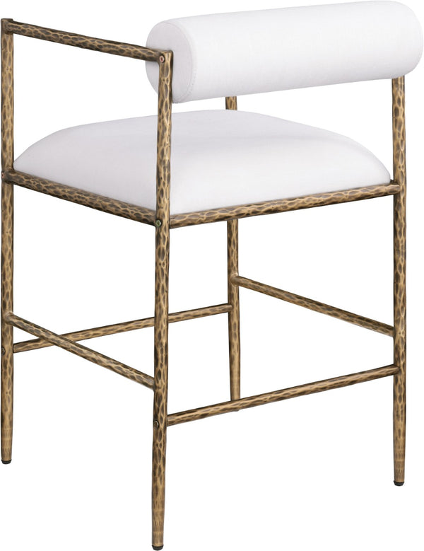 Meridian Furniture Axis Upholstered Counter Stool with Iron Frame and Footrest for Kitchen Islands and Bars Cream Set B 88099Cream-C