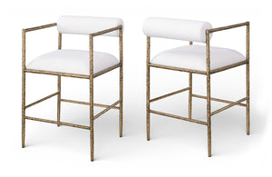 Meridian Furniture Axis Upholstered Counter Stool with Iron Frame and Footrest for Kitchen Islands and Bars Cream Set B 88099Cream-C