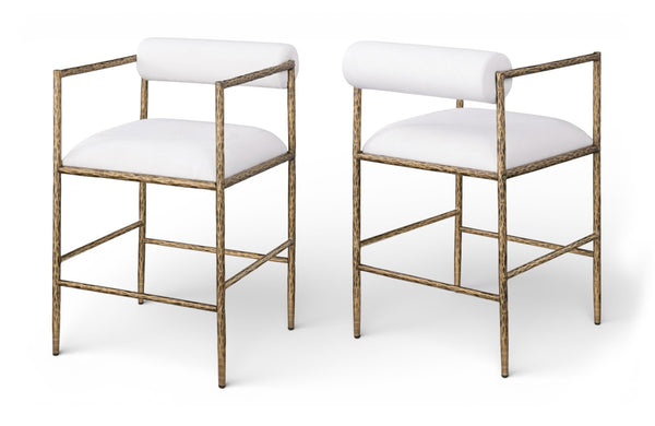 Meridian Furniture Axis Upholstered Counter Stool with Iron Frame and Footrest for Kitchen Islands and Bars Cream Set B 88099Cream-C