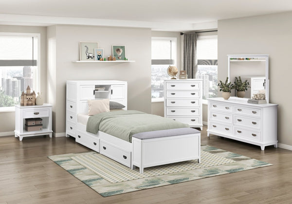 English Elm Gray Lacquer Five Drawer Vertical Dresser with Nickel Pulls for Modern Bedroom Storage White B011P463884