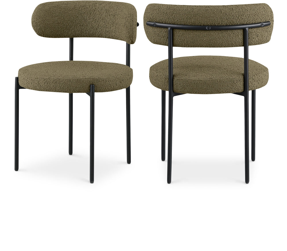 Beacon Olive Green Boucle Fabric Dining Chair 880Olive-C Meridian Furniture