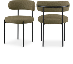 Beacon Olive Green Boucle Fabric Dining Chair 880Olive-C Meridian Furniture
