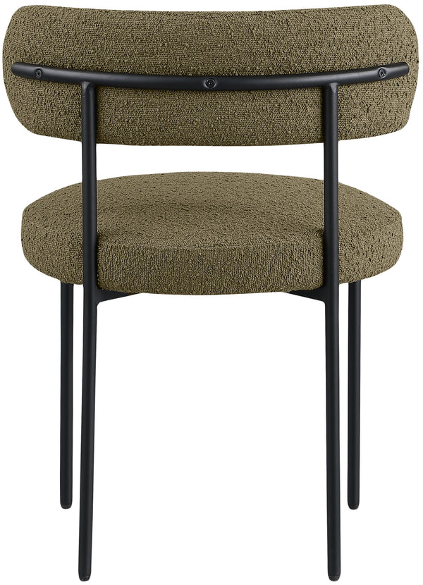 Beacon Olive Green Boucle Fabric Dining Chair 880Olive-C Meridian Furniture
