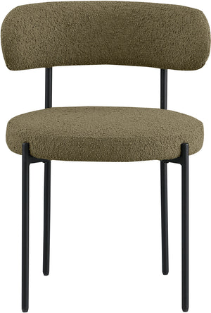 Beacon Olive Green Boucle Fabric Dining Chair 880Olive-C Meridian Furniture