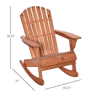 English Elm Rocking Chair Solid Wood Adirondack Style Slatted Fan Back for Porch or Patio T3971P389284