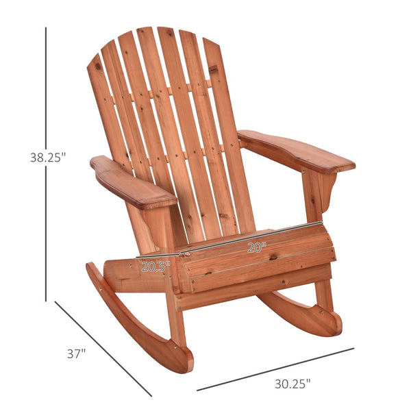 English Elm Rocking Chair Solid Wood Adirondack Style Slatted Fan Back for Porch or Patio T3971P389284