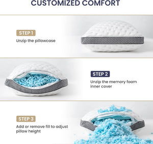English Elm Cooling Queen Pillow Set with Gel Memory Foam Ice Silk Cover Medium Firm Support B2716P366611