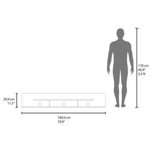 English Elm Dragon Floating TV Stand Wall-Mounted 71" Stained Walnut with Open Shelves Scratch-Resistant Surface B128P387085