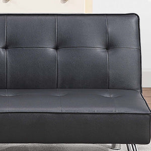 English Elm Black Faux Leather Adjustable Sofa With Usb Port - Plush Tufted Couch For Modern Living Spaces B011P381492