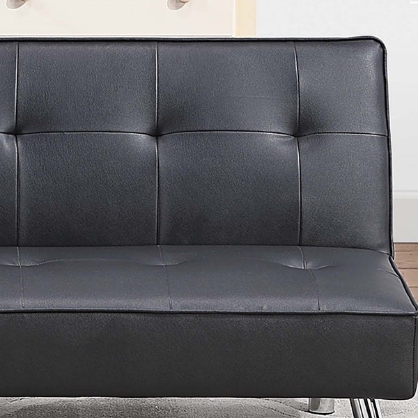 English Elm Black Faux Leather Adjustable Sofa With Usb Port - Plush Tufted Couch For Modern Living Spaces B011P381492