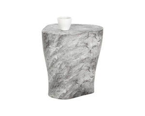 Sunpan DALI Large Marble-Look End Table - Grey Curvy Design for Modern Living Spaces, Easy Care & Versatile 107468