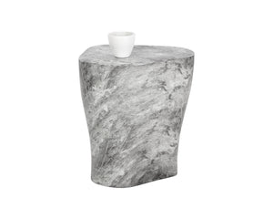 Sunpan Dali End Table - Elegant Grey Marble Finish with Unique Curvy Design for Stylish Indoor Spaces Large - 20W x 17D x 21.5H