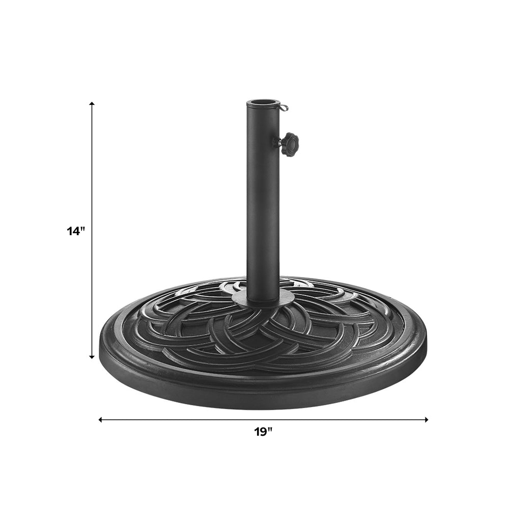 English Elm Walker Edison - Modern Detailed Metal Round Umbrella Base Antique Bronze - Weatherproof Polyresin, Interchangeable Inserts, Fits 9-12ft Umbrellas, Adjustable Knob B185P244264