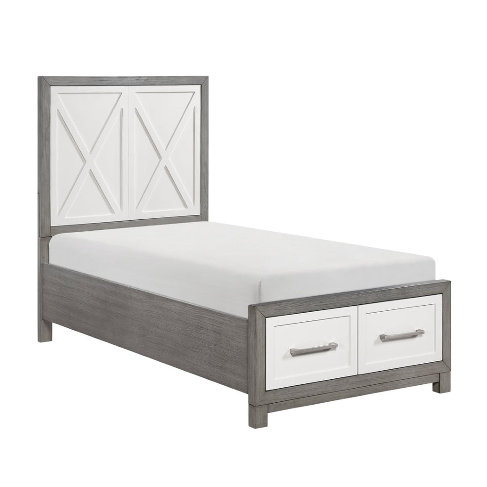 English Elm Contemporary Twin Platform Bed Paneled Headboard Footboard Drawers Modern Bedroom B011S02327