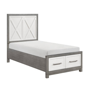 English Elm Contemporary Twin Platform Bed Paneled Headboard Footboard Drawers Modern Bedroom B011S02327