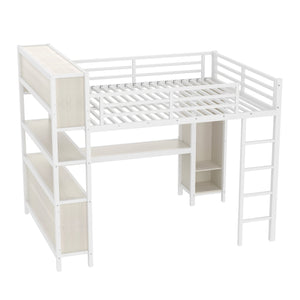 English Elm Metal Queen Loft Bed With L-Shaped Desk, Wardrobe & Storage Cubes - Perfect For Small Spaces! W1580S00183