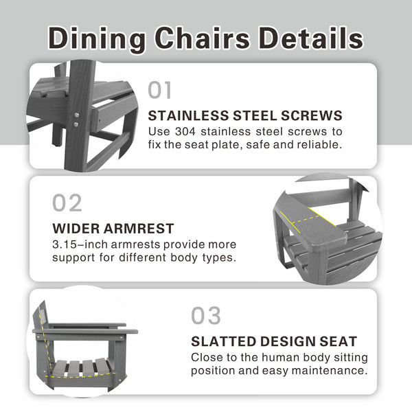 English Elm 5 Piece Hdpe Outdoor Dining Set For 4 - Stylish Black Patio Furniture With Table & Chairs W2681S00005