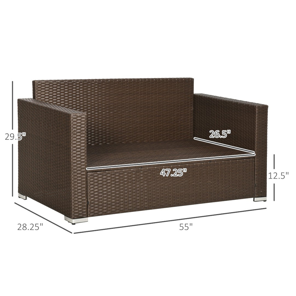 English Elm Wicker Outdoor Loveseat Hand Woven Pe Rattan Patio Couch with Deep Cushioned Seating T3971P446229