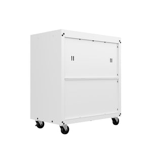 English Elm Rolling Metal Garage Cabinet with Locking Doors Diamond Texture Industrial Storage White B365P398223