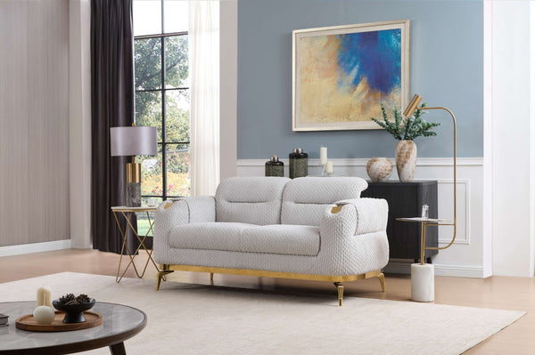 English Elm Zoe Modern 3-Piece Living Room Set - Luxurious Sofa, Loveseat & Chair With Gold Accents In Gray B009S01880-GIGA