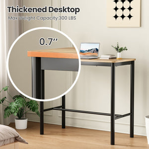 English Elm 47 Inch Counter Height Bar Table - Modern Rectangular Dining Table With Sturdy Metal Legs, Brown Finish T3623P381055