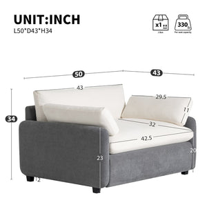 English Elm 50*43" Oversized Chenille Armchair With Plush Pillows, Modern Color-Block Accent Chair, Cozy Lounge N723P235042E-GIGA