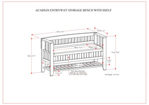 English Elm Acadian Solid Wood Entryway Bench with Lift-Top Storage & Shelf, Brunette Brown Finish, 48" B136P203423