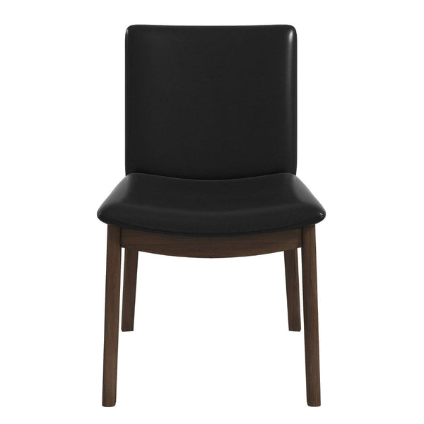 English Elm Solid Wood Frame Mid-century Dining Chairs Set of 2 with Curved Back Black Upholstery B183P201767