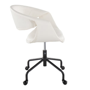 English Elm Task Chair with Chrome Five Star Base Grey Fabric Seat for Modern Home Office Use Black,White B202P474192