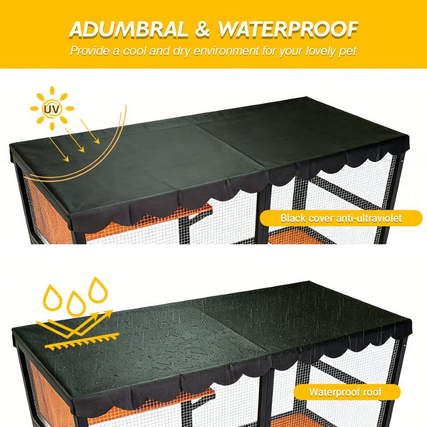 English Elm Wooden Walk-in Catio Enclosure for Multiple Cats with 4 Tier Levels and Waterproof Roof W3166P442040