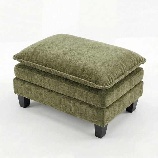English Elm Modern Chenille Three Seat Sofa with Ottoman Usb Charging Ports and Storage Pockets Green W2519S00005