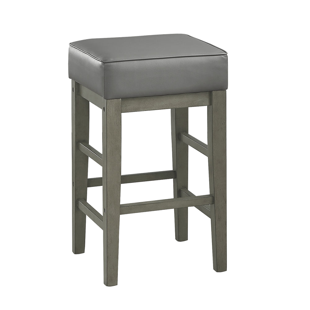 English Elm Transitional Counter Height Stool Set of 2 with Faux Leather Square Seat and Solid Wood Frame, 24-inch Antique Gray,Gray 31.75 L x 17 W x 13 H B011P231744