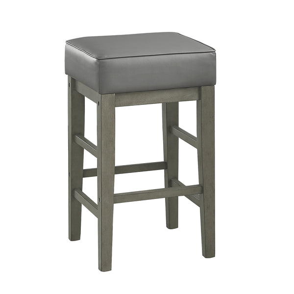English Elm Transitional Counter Height Stool Set of 2 with Faux Leather Square Seat and Solid Wood Frame, 24-inch Antique Gray,Gray 31.75 L x 17 W x 13 H B011P231744