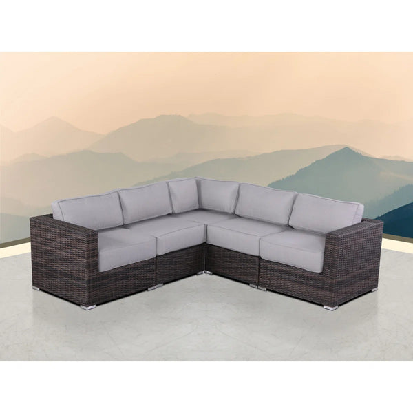 English Elm Fully Assembled Hdpe Wicker 4-Person Outdoor Lounge Set With Plush Cushions & Modular Design B120S00187