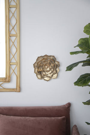 English Elm D10X1.4" Radiant Gold Succulent Wall Plaque - 3D Modern Décor For Stylish Homes & Offices W2078P223120